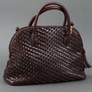 Vintage Talbots Dark Brown LeatherWoven Satchel Shoulder Bag